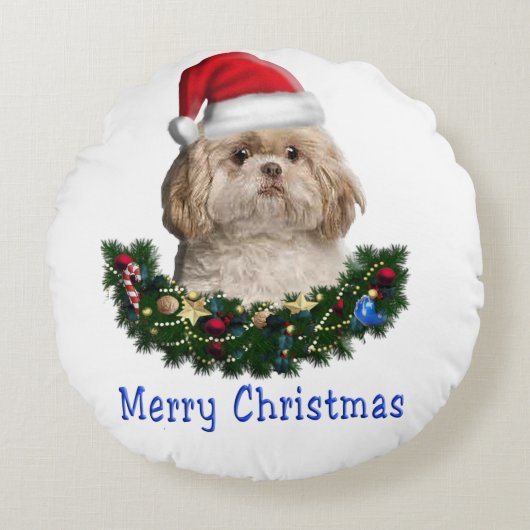 動物のクリスマス ラウンドクッション (正面)