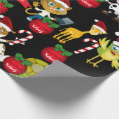 動物のクリスマス(名前パーソナライズされた付き) ラッピングペーパー (角)