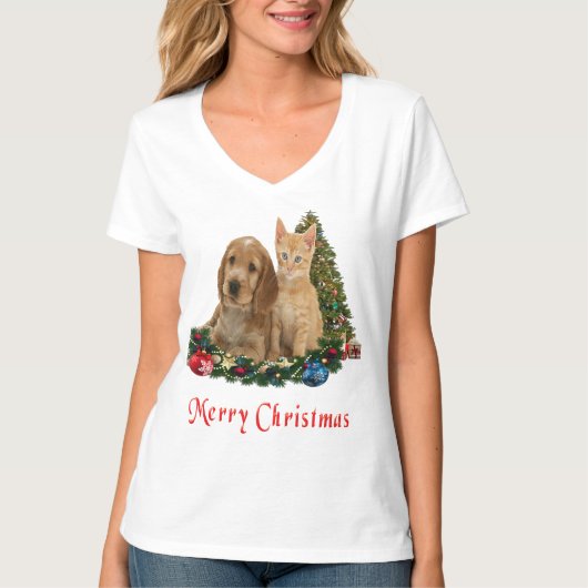 動物のクリスマスTシャツ Tシャツ (正面)