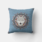 動物のクールパターン – オオカミ頭マンダラ2 クッション (裏面)