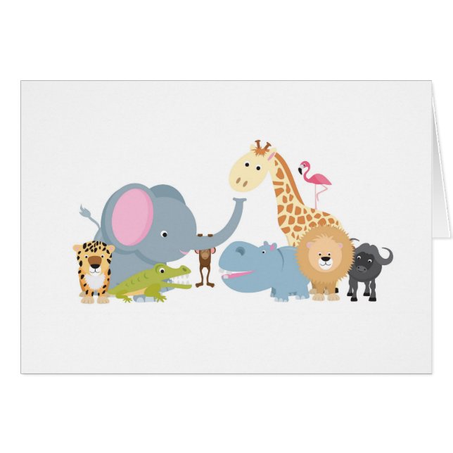 動物のサファリのグループの白 (正面横)