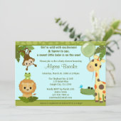 動物のサファリのパーティーのベビーシャワーの招待猿 招待状 (スタンド正面)