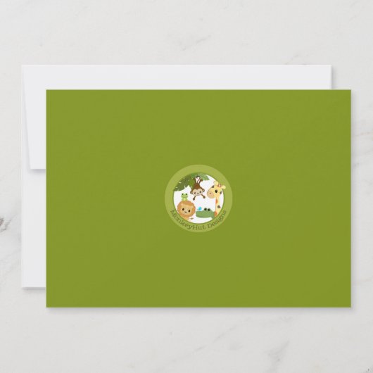 動物のサファリのパーティーのベビーシャワーの招待猿 招待状 (裏面)