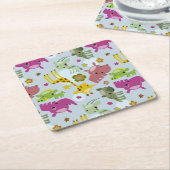 動物のサファリパターン スクエアペーパーコースター (アングル)