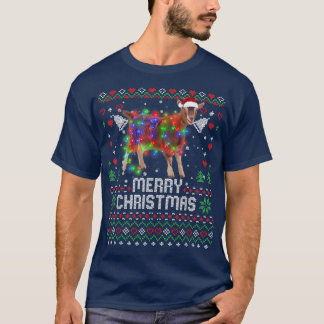 動物のサンタ帽子 クリスマスツリー ライト ホリデー Tシャツ