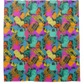 動物のシルエットパターン シャワーカーテン (正面)