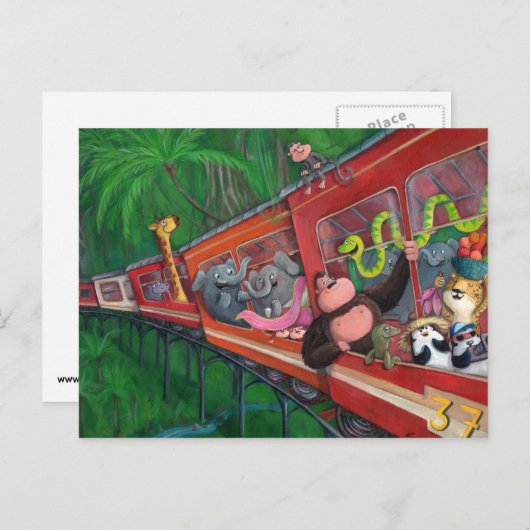 動物のジャングル列車 ポストカード (正面/裏面)
