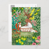 動物のジャングル・グリーン |新生児おめでとう | シーズンポストカード (正面/裏面)