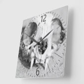 動物のスカル スクエア壁時計 (傾斜)