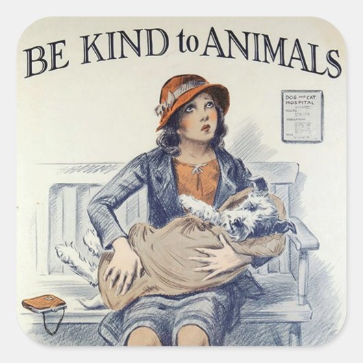 動物のステッカーに優しい スクエアシール (正面)