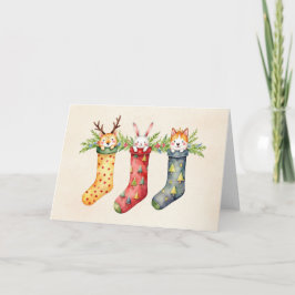 動物のストッキング水の色クリスマス カード