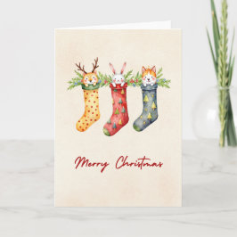 動物のストッキング水の色クリスマス カード