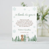 動物のスノーフレーク冬のベビーシャワーサンキューカード サンキューカード (スタンド正面)