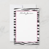 動物のゼブラ印刷パーソナライズされたノートカード サンキューカード (正面)