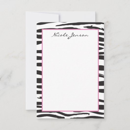 動物のゼブラ印刷パーソナライズされたノートカード サンキューカード (正面)