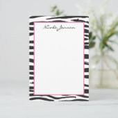 動物のゼブラ印刷パーソナライズされたノートカード サンキューカード (スタンド正面)