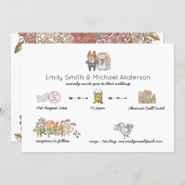 動物のタイムラお洒落イン結婚式招待状 招待状