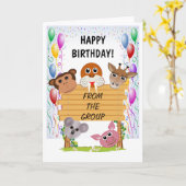 動物のハッピーバースデーの挨拶状 カード (黄色い花)