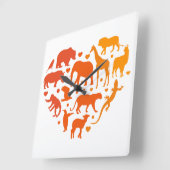 動物のハート，動物を愛する者への贈り物 スクエア壁時計 (傾斜)