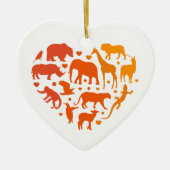 動物のハート，動物を愛する者への贈り物 セラミックオーナメント (正面)