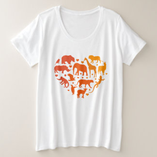 動物のハート，動物を愛する者への贈り物 プラスサイズTシャツ