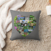 動物のハート – 灰色 クッション (ブランケット)