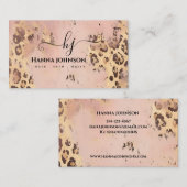 動物のパターンフェイク金ゴールドジッターMonogram初期 名刺 (正面/裏面)