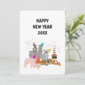 動物のパーティー – 動物の休日の新年のカード シーズンカード (スタンド正面)