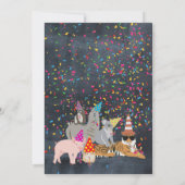 動物のパーティー – 動物の誕生日パーティーボーイガール 招待状 (裏面)