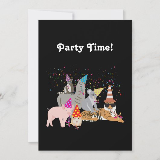 動物のパーティー – 誕生日パーティーで動物 招待状 (裏面)