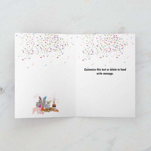 動物のパートナー – 動物の休日の新年 カード (内部)