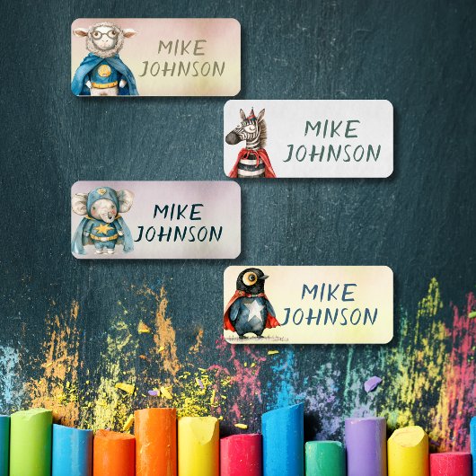 動物のヒーロー防水の子供は服を名前 ラベル