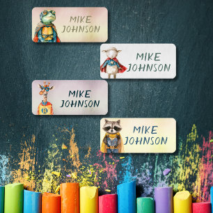 動物のヒーロー防水の子供は服を名前 ラベル