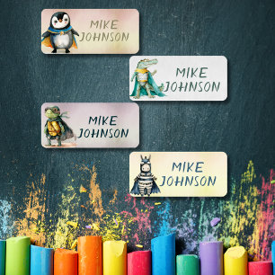 動物のヒーロー防水の子供は服を名前 ラベル