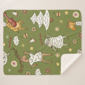 動物のビンテージクリスマス羊 シェルパブランケット (正面(横))