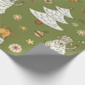 動物のビンテージクリスマス羊 ラッピングペーパー (角)