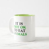 動物のビーガン食べは悪い ツートーンマグカップ (正面左)