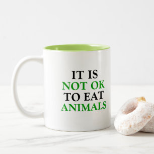 動物のビーガン食べは悪い ツートーンマグカップ
