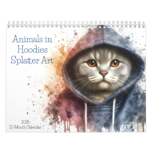 動物のフード付(ばちゃばちゃ)跳ねる2025年12月 カレンダー (カバー)