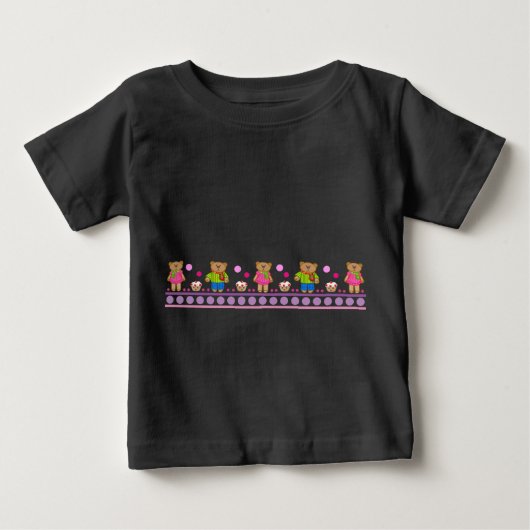 動物のベビーTシャツ(クマと水玉模様) ベビーTシャツ (正面)