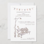 動物のベンチに座った猫結婚たち 案内状 (正面)