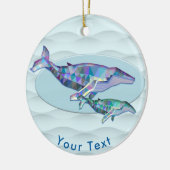 動物のモザイククジラおよび子牛 セラミックオーナメント (左)