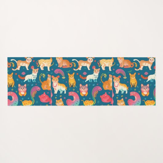動物のレトロカラフルパタパーソナライズされたーン ヨガマット (裏面(横))