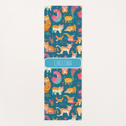 動物のレトロカラフルパタパーソナライズされたーン ヨガマット (正面)