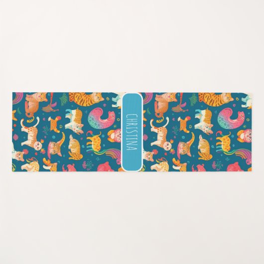 動物のレトロカラフルパタパーソナライズされたーン ヨガマット (正面(横))