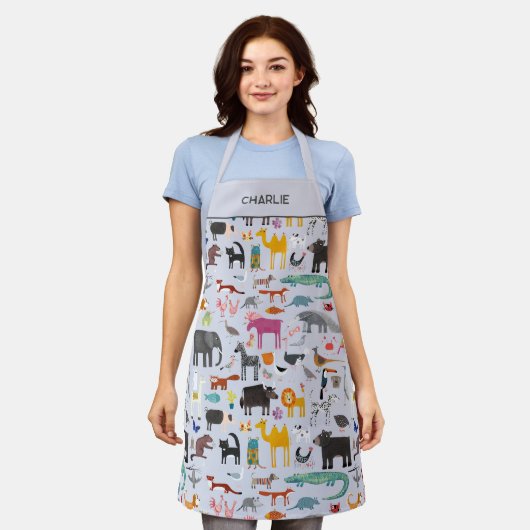 動物の不気味パーソナライズされたさ エプロン (着用した状態)