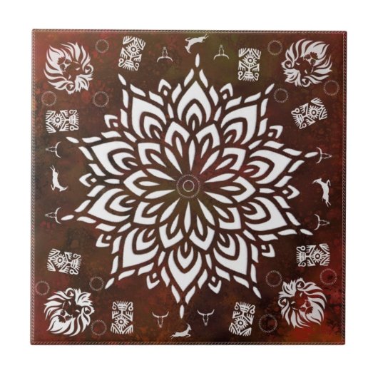 動物の世界 – 野生動物 – 茶 タイル (正面)