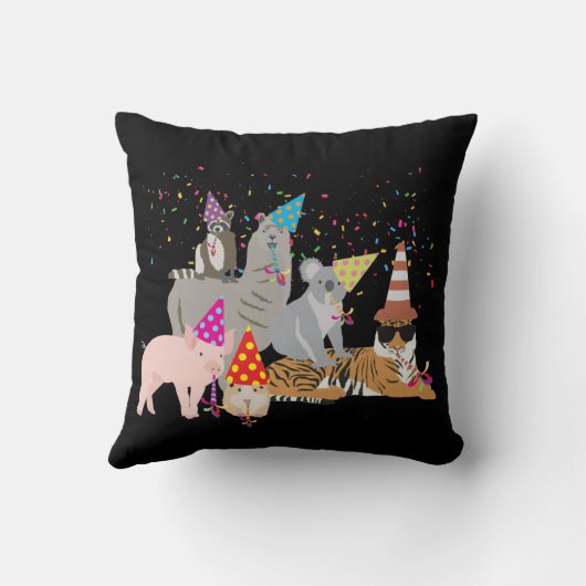 動物の交流 – かわいい動物たちと一緒にパーティー クッション (裏面)