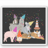 動物の交流 – かわいい動物たちと一緒にパーティー シール (正面)