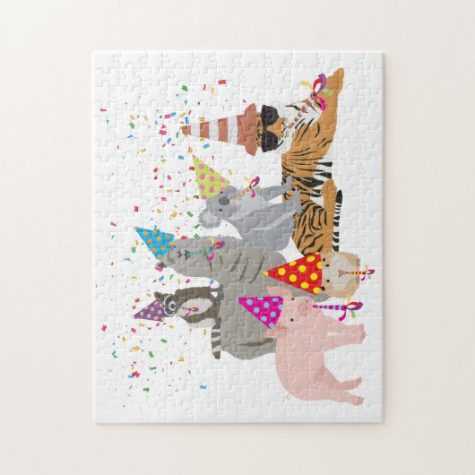 動物の交流 – かわいい動物たちと一緒にパーティー ジグソーパズル (縦)